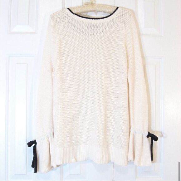 Loft | Tipped Pullover Sweater With Bow Cuff Detail - Picture 2 of 7